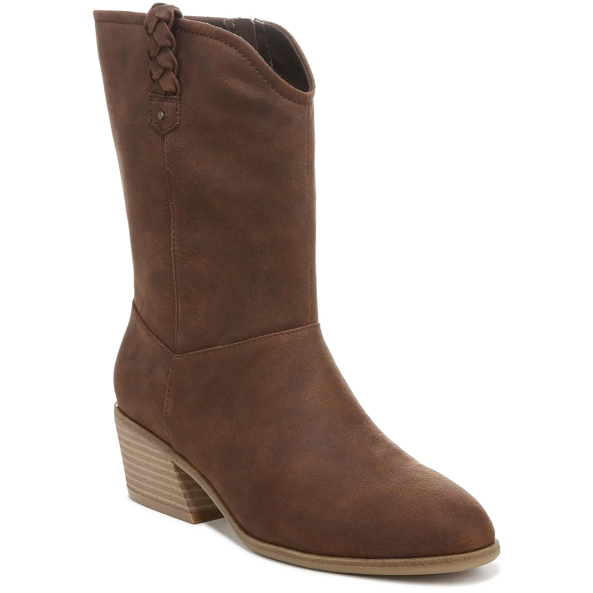 Layla Womens Block Heel Side Zip Mid-Calf Boots