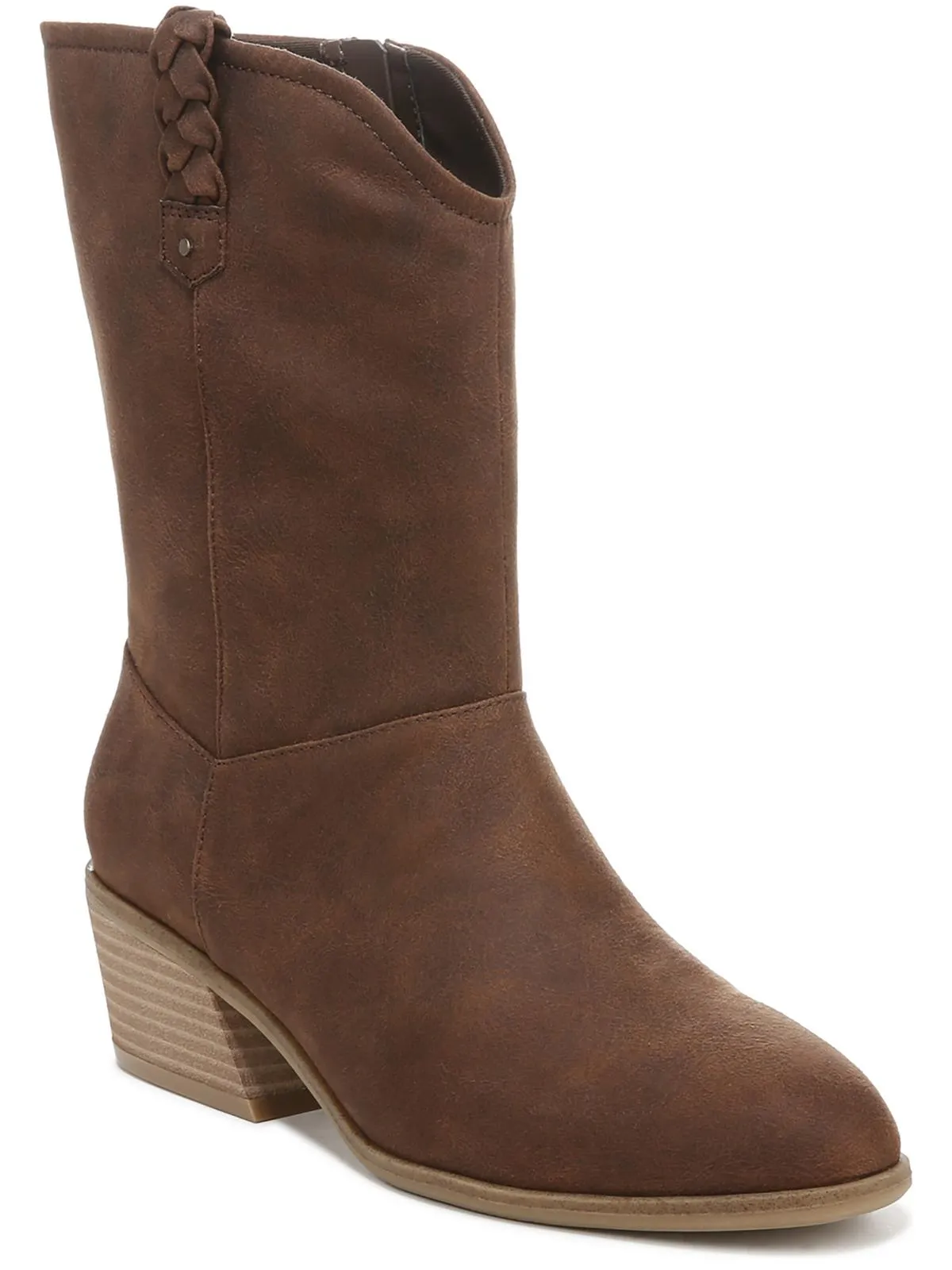 Layla Womens Block Heel Side Zip Mid-Calf Boots