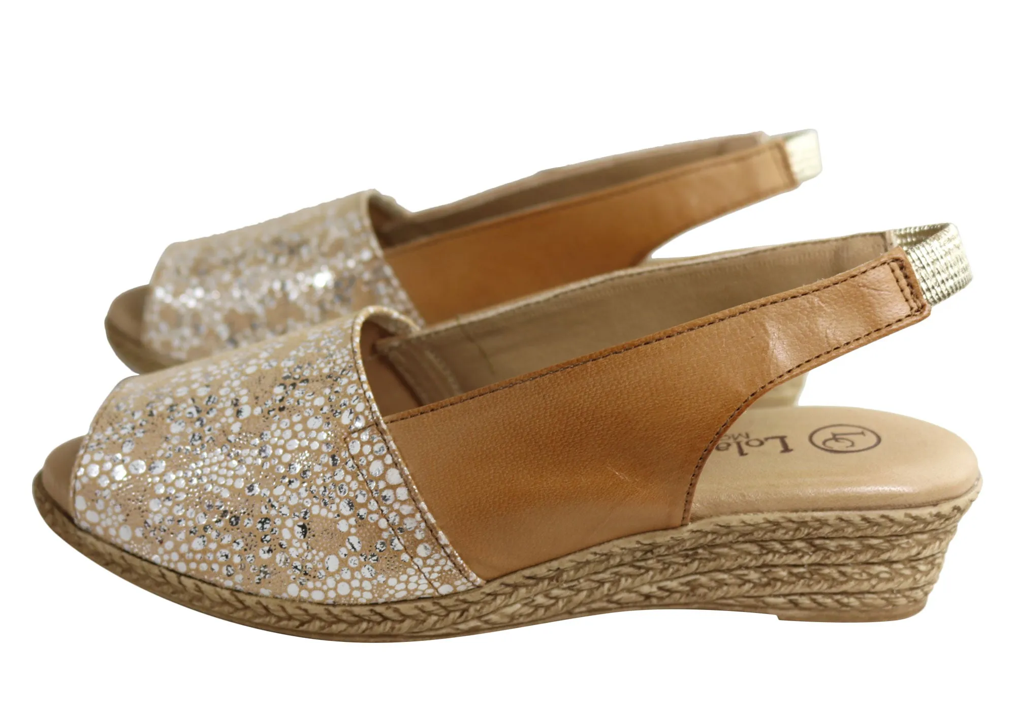 Lola Canales Lulu Womens Comfort Leather Wedge Sandals Made In Spain Lola Canales Shoes