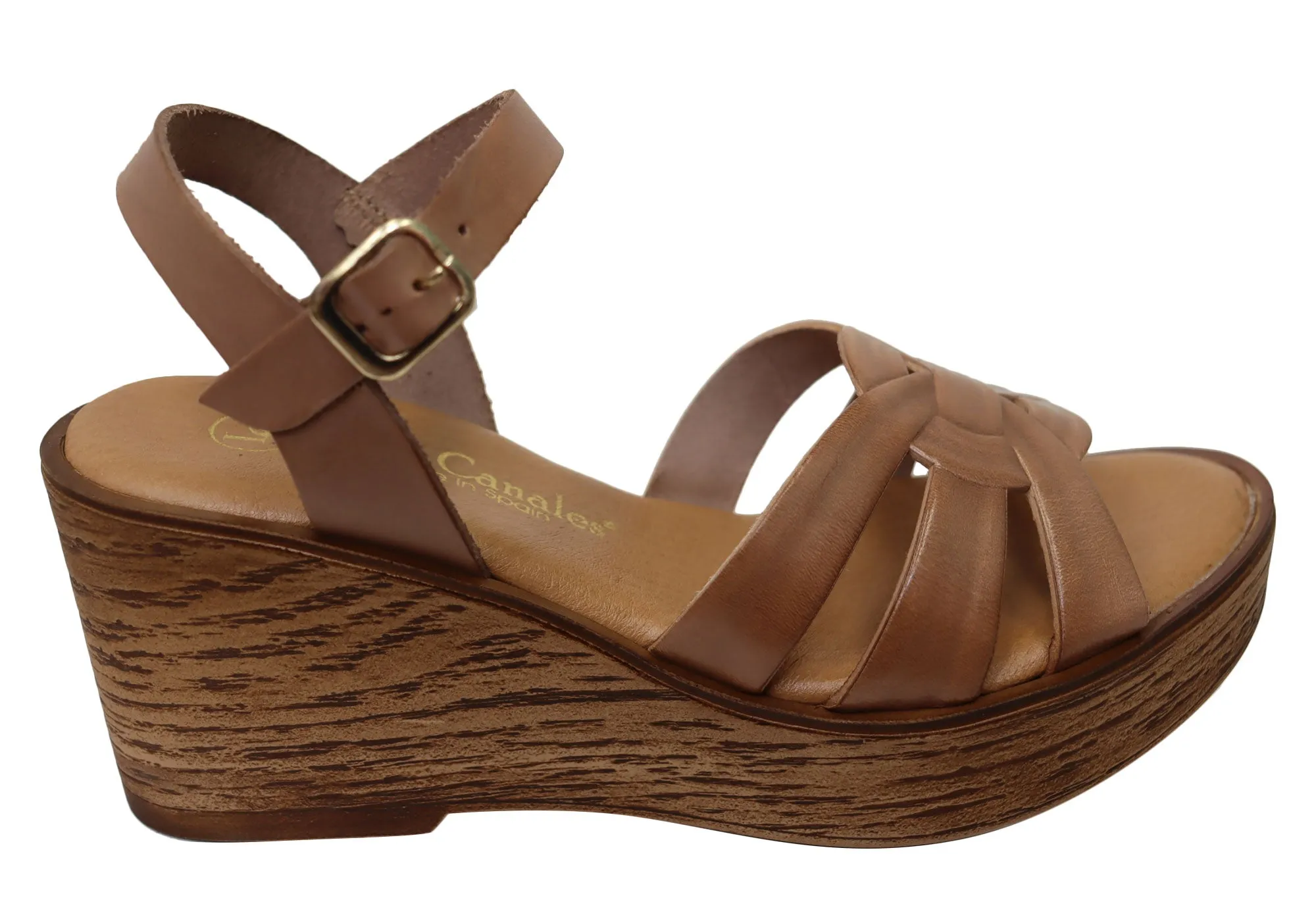 Lola Canales Moment Womens Spanish Leather Wedge Sandals Lola Canales Shoes