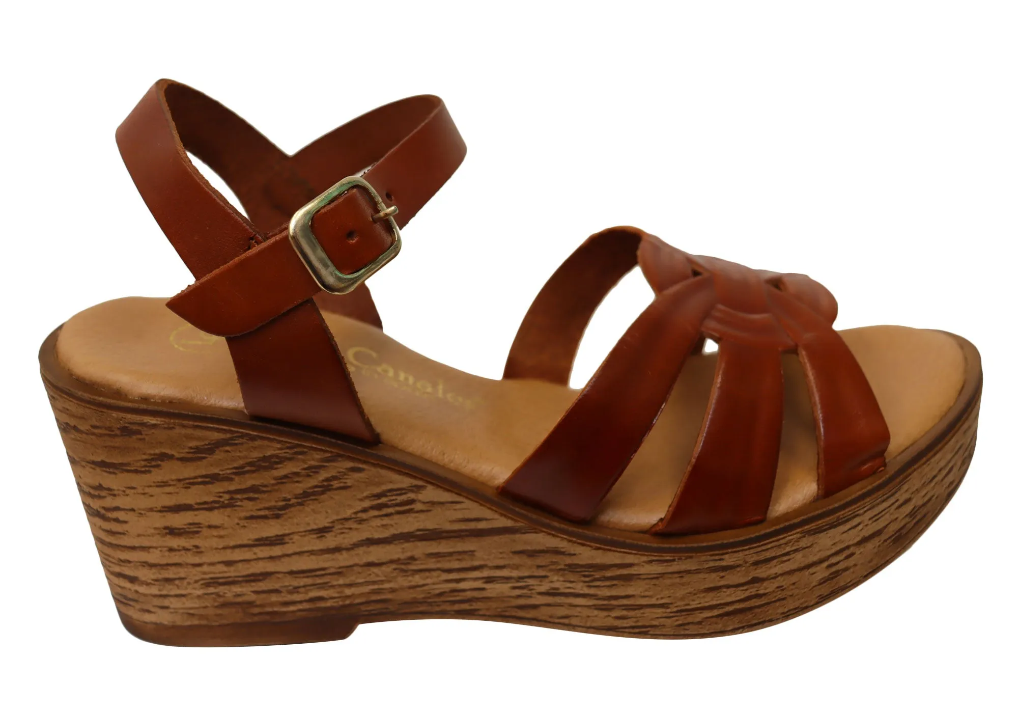 Lola Canales Moment Womens Spanish Leather Wedge Sandals Lola Canales Shoes