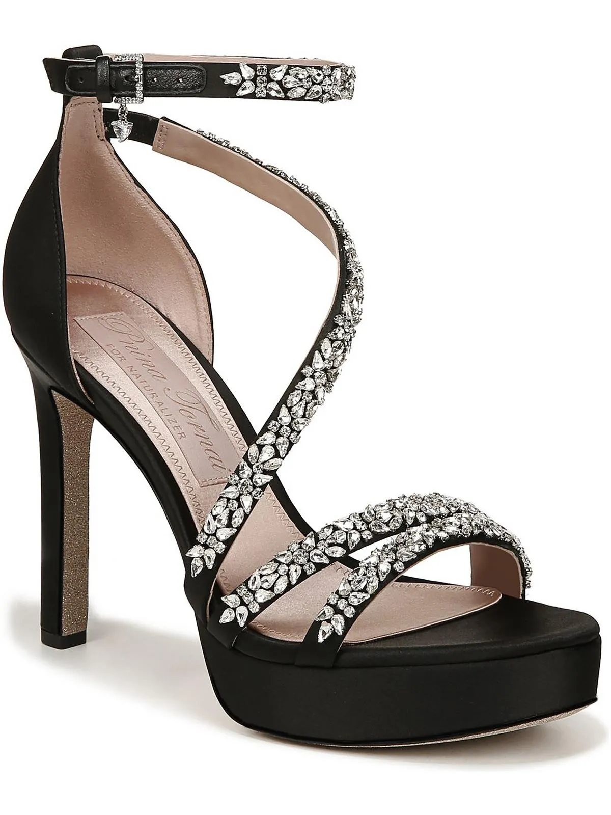 Love Womens Satin Jeweled Platform Sandals