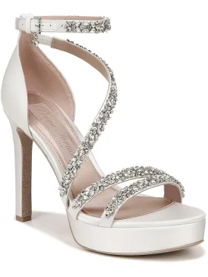 Love Womens Satin Jeweled Platform Sandals