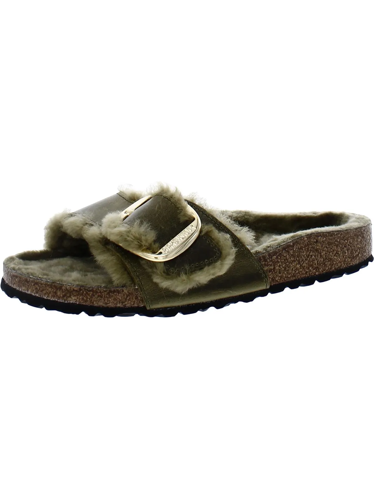 Madrid Womens Shearling Buckle Slide Sandals