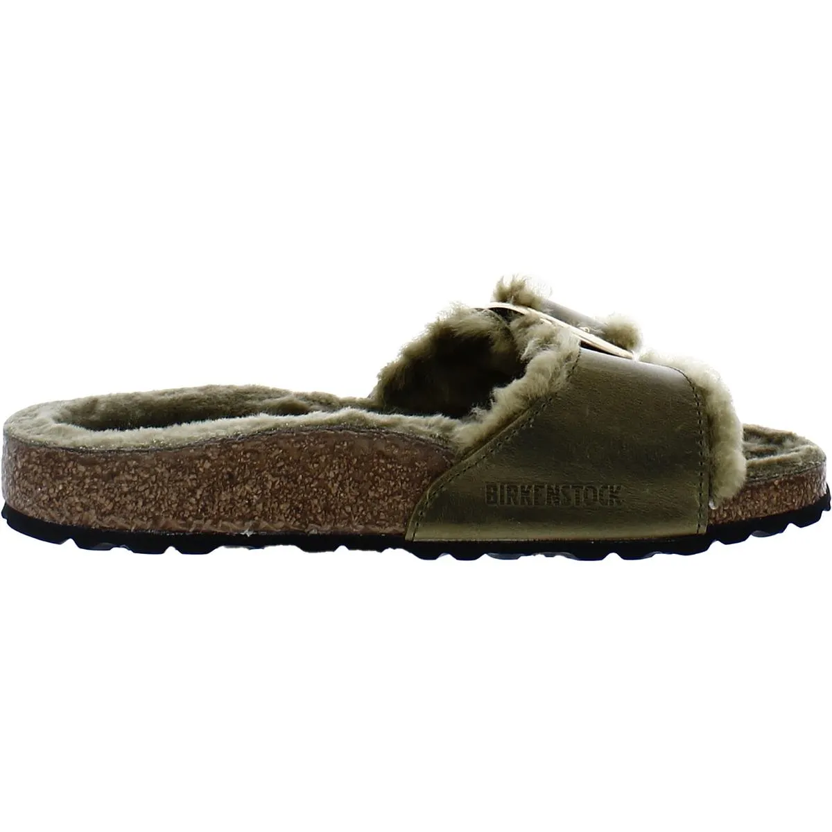Madrid Womens Shearling Buckle Slide Sandals