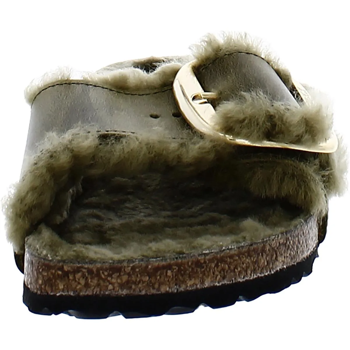 Madrid Womens Shearling Buckle Slide Sandals