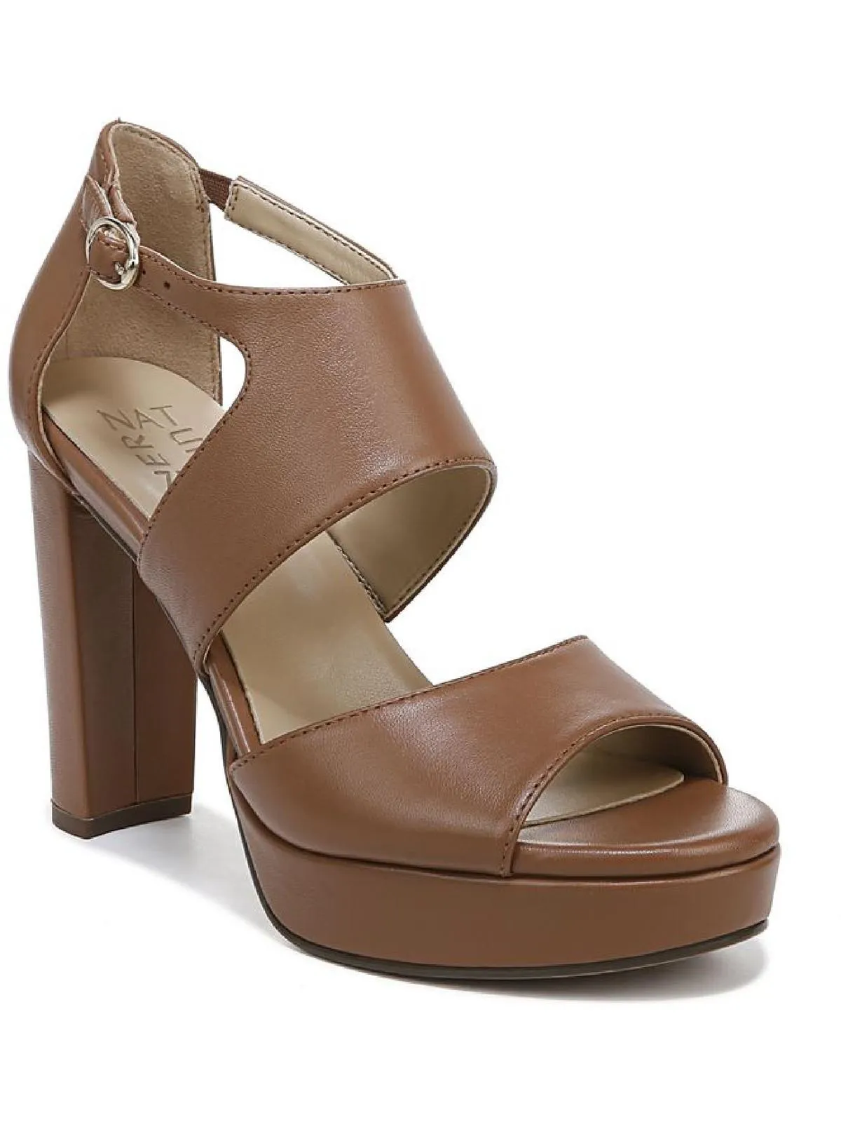 Mae Womens Leather Ankle Strap Platform Sandals