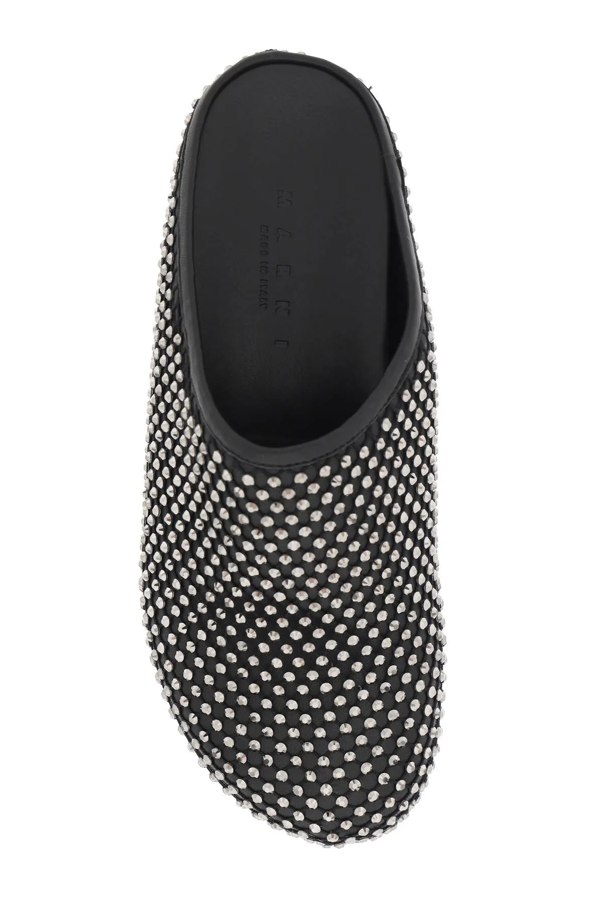 Marni Women's Leather Fussbett Clogs With Rhinestones