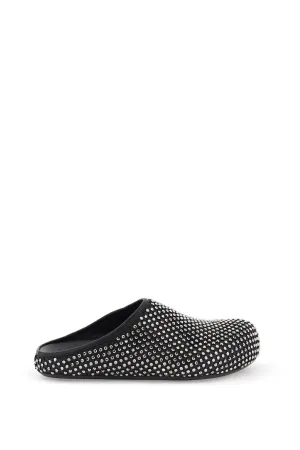 Marni Women's Leather Fussbett Clogs With Rhinestones