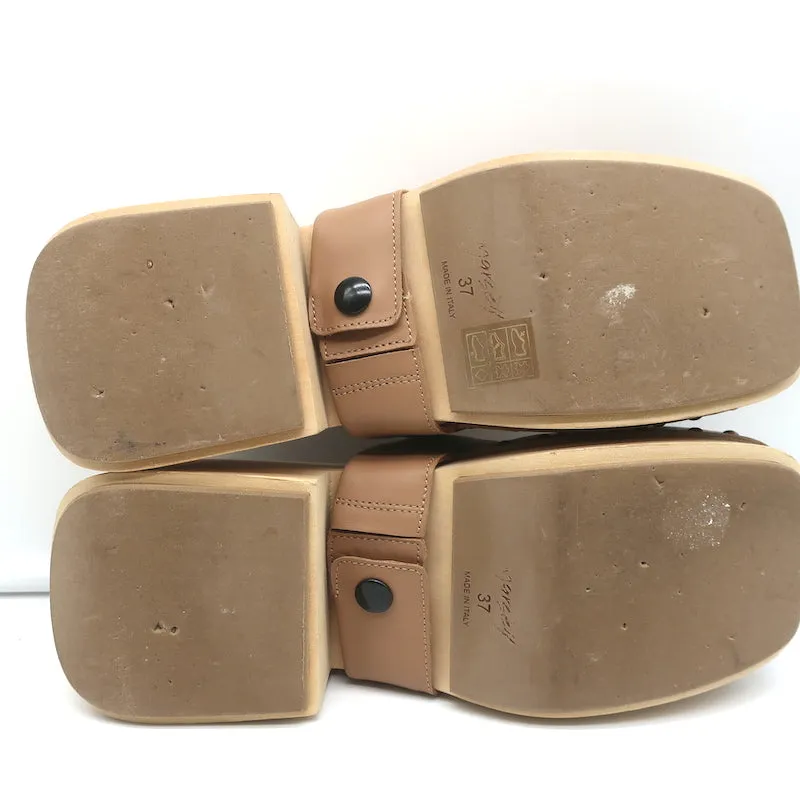 Marsell Bottone Clogs Hazelnut Leather Size 37 Platform Mules