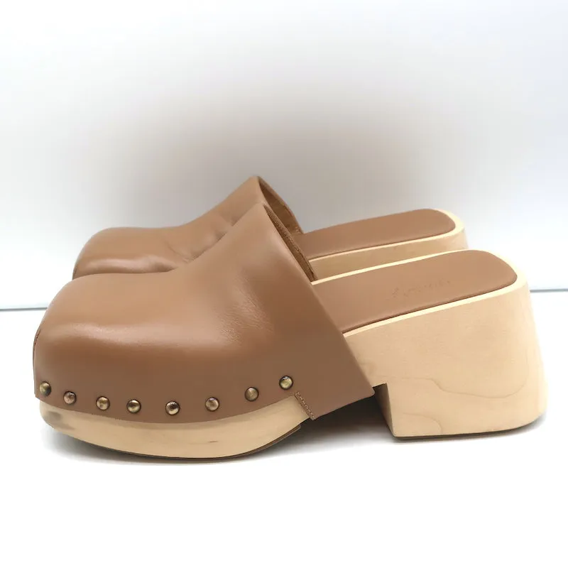 Marsell Bottone Clogs Hazelnut Leather Size 37 Platform Mules