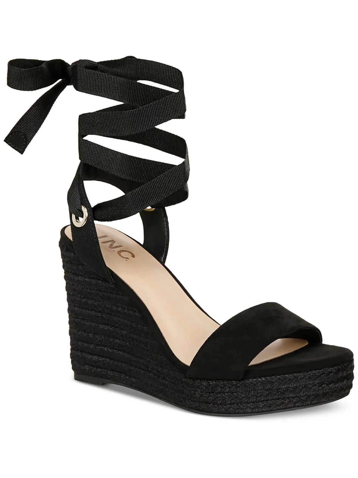 Maxx Womens Faux Suede Open Toe Wedge Sandals