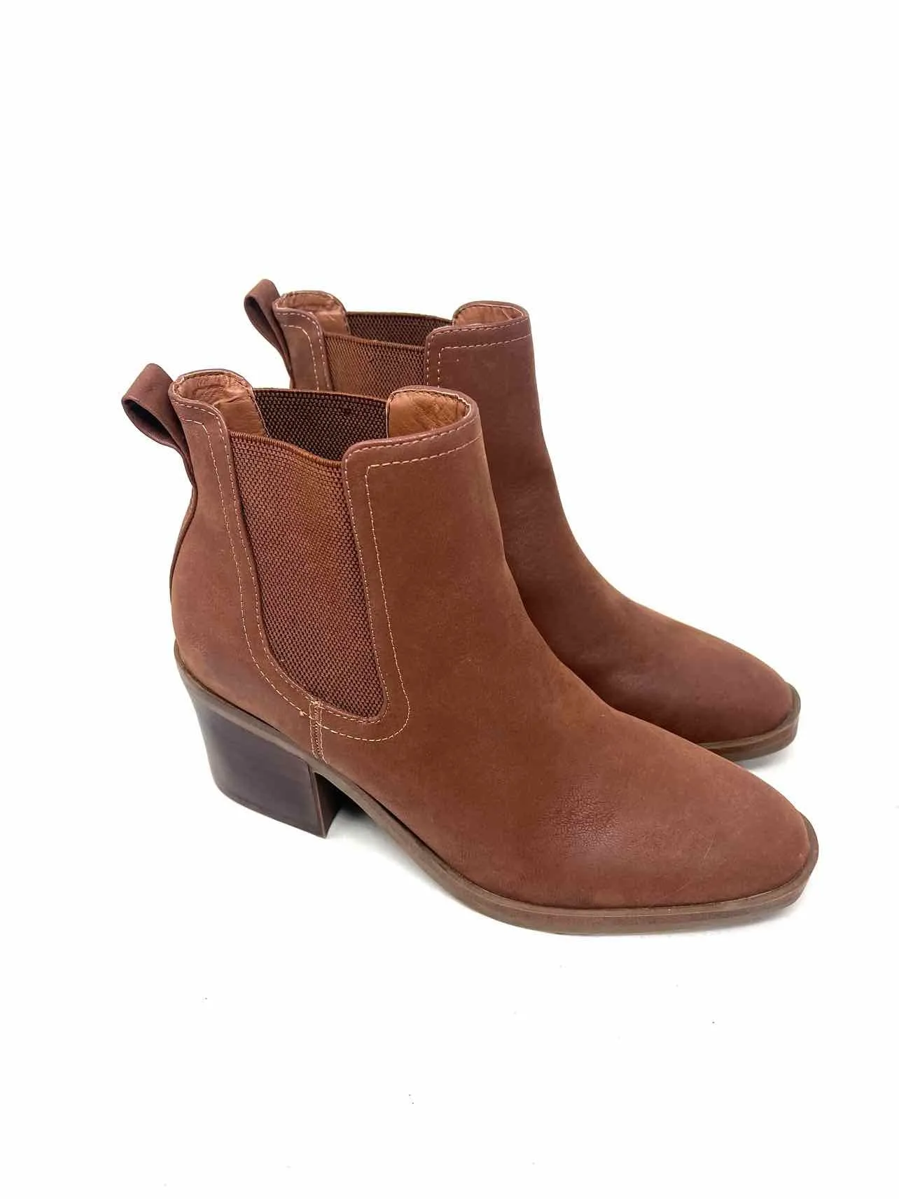 mia Size 7.5 Brown Stretch Faux Leather Shoes Ankle Boots