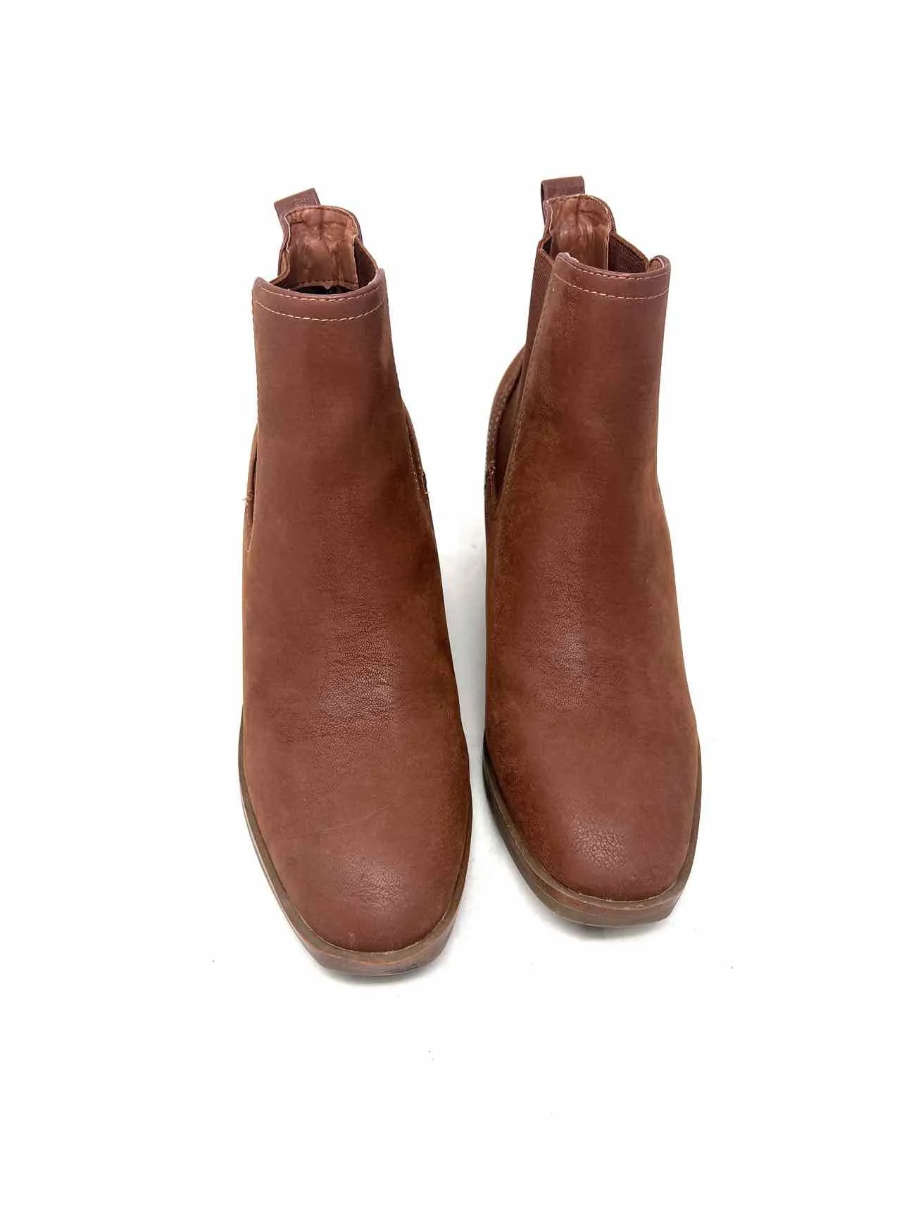 mia Size 7.5 Brown Stretch Faux Leather Shoes Ankle Boots