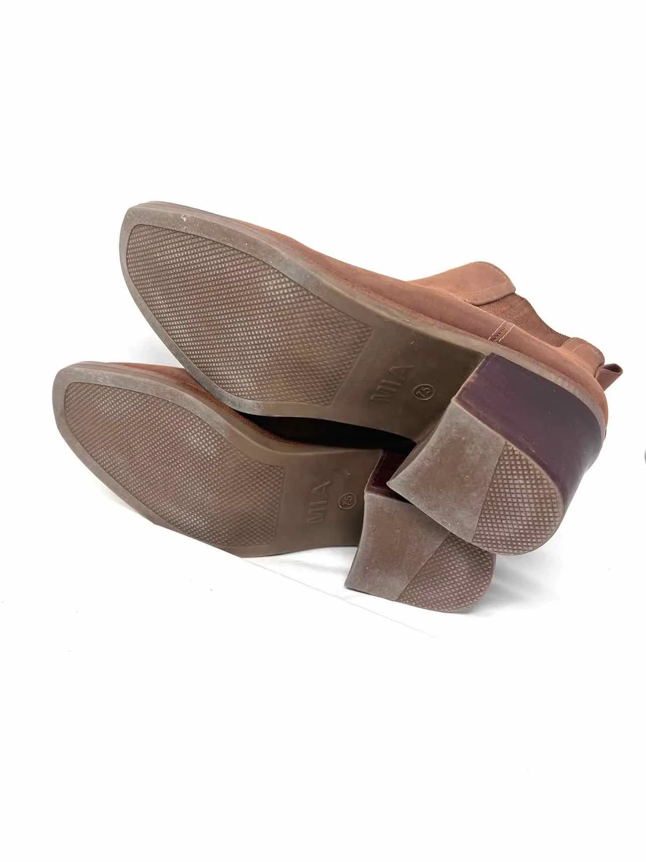 mia Size 7.5 Brown Stretch Faux Leather Shoes Ankle Boots