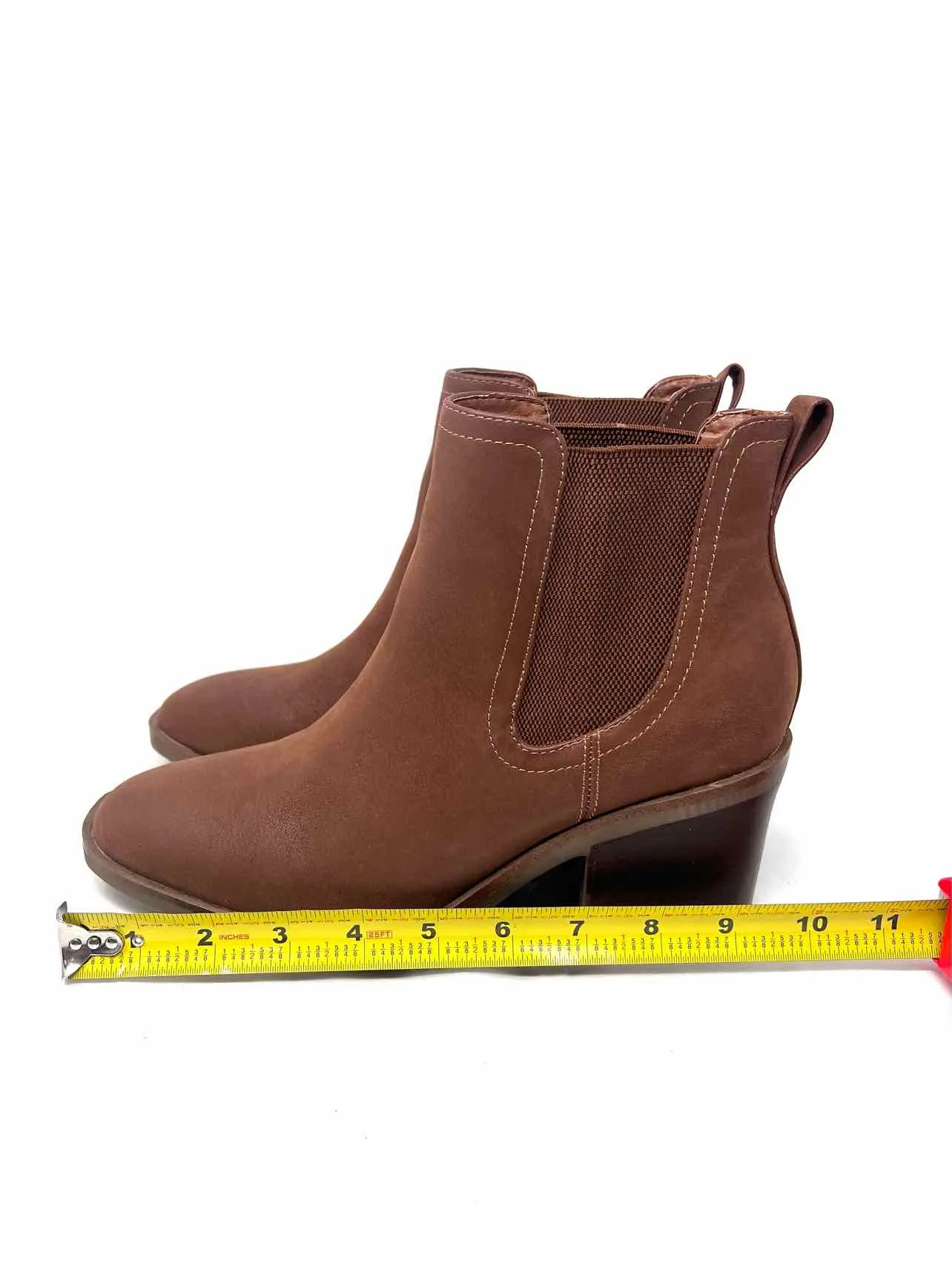 mia Size 7.5 Brown Stretch Faux Leather Shoes Ankle Boots