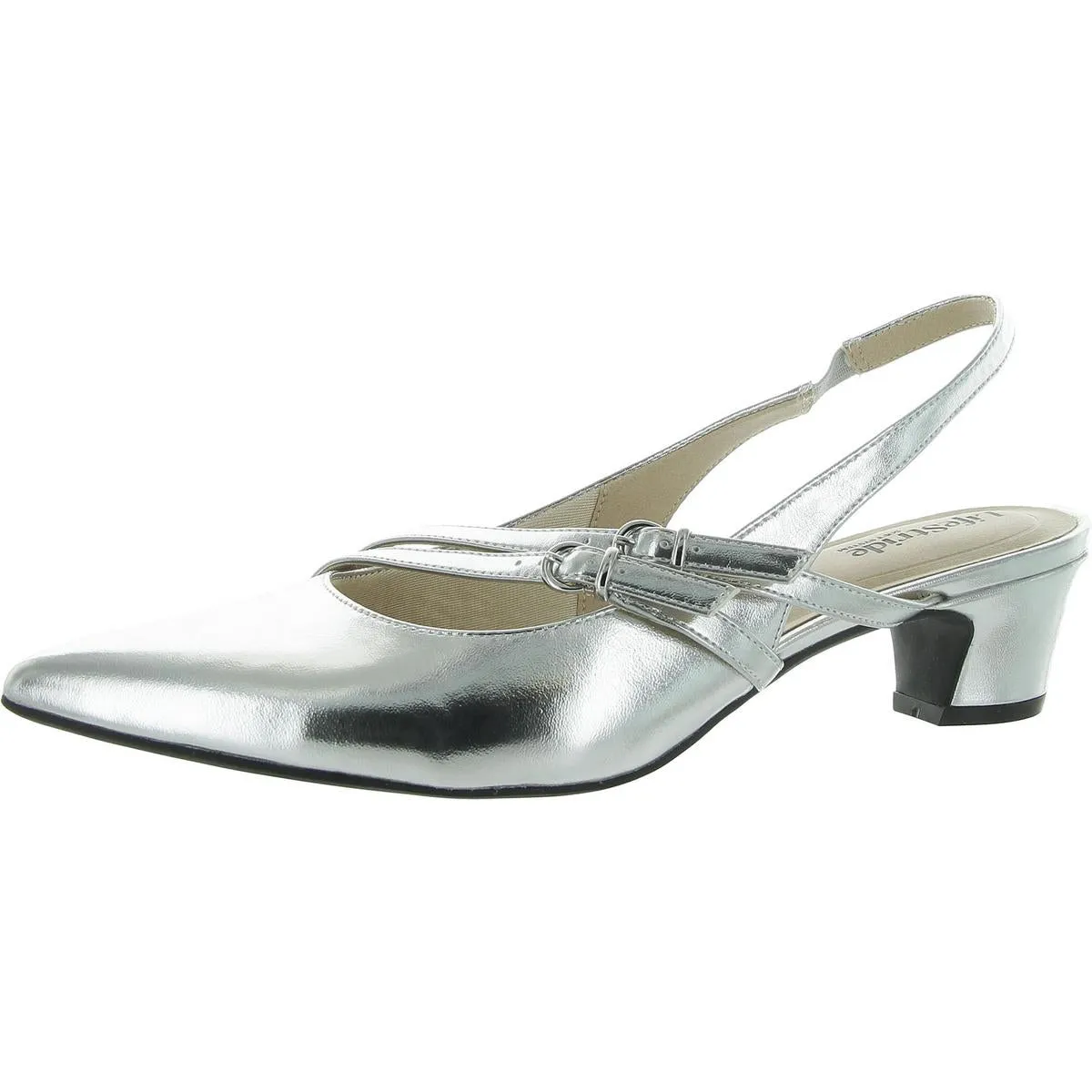 Monique Womens Metallic Strappy Slingback Heels