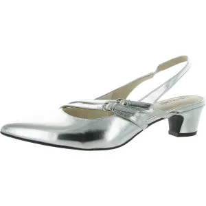 Monique Womens Metallic Strappy Slingback Heels