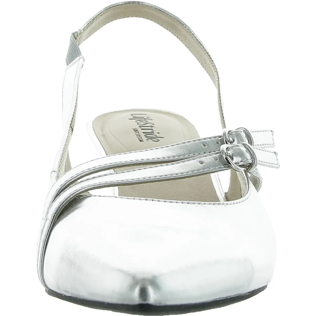 Monique Womens Metallic Strappy Slingback Heels
