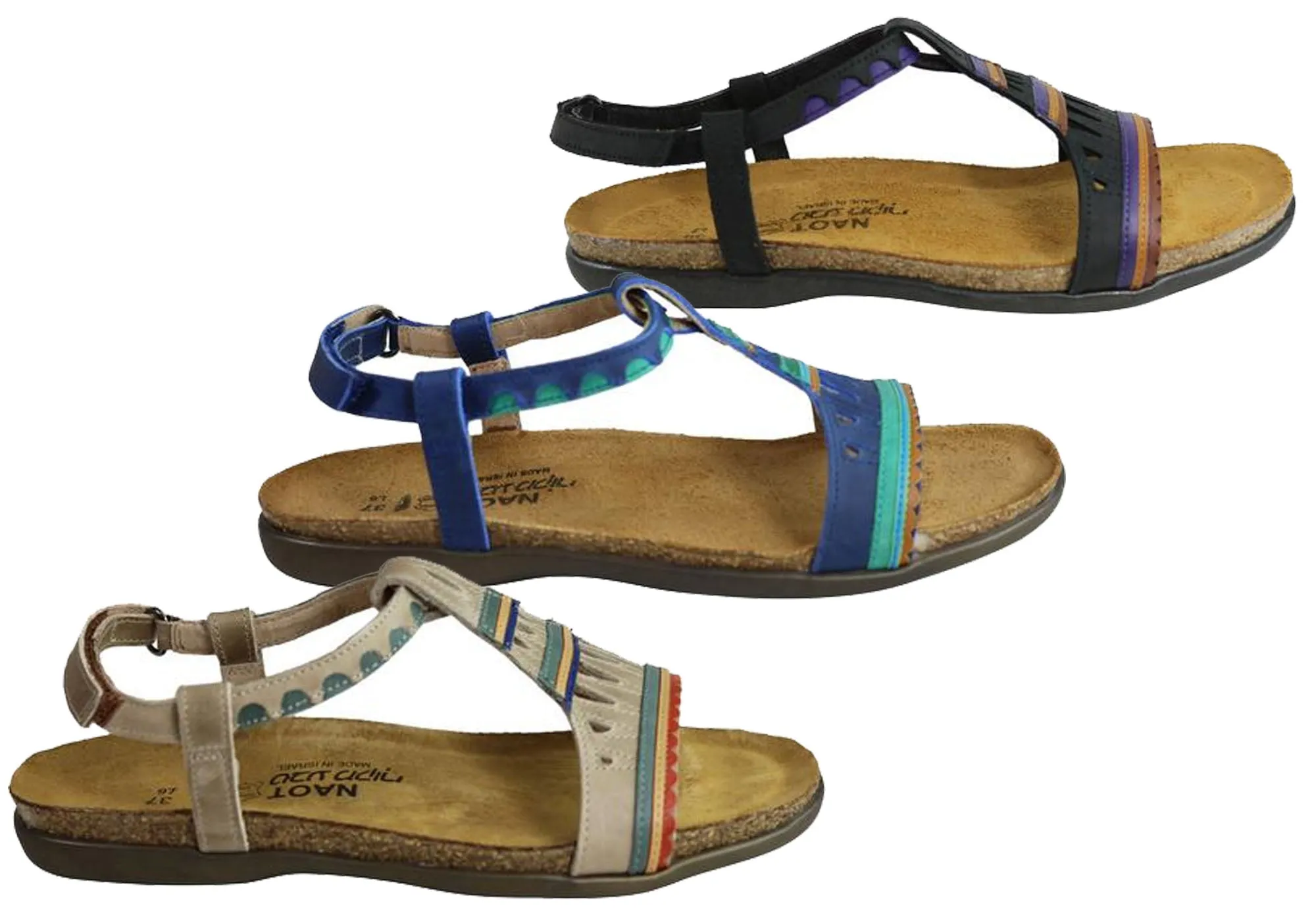 Naot Odelia Womens Comfort Cushioned Supportive Leather Flat Sandals Naot Shoes