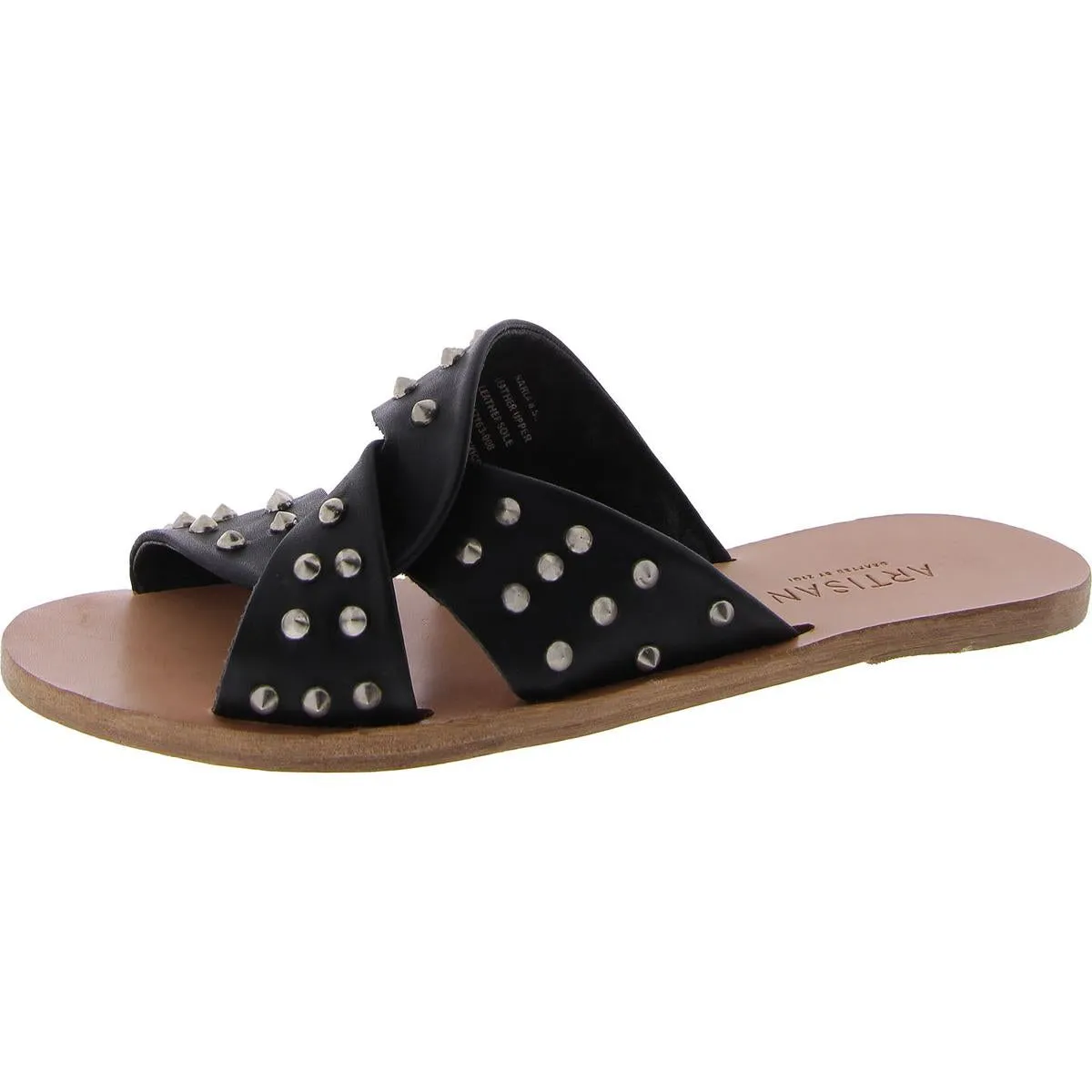 Narla Womens Leather Embellished Slide Sandals