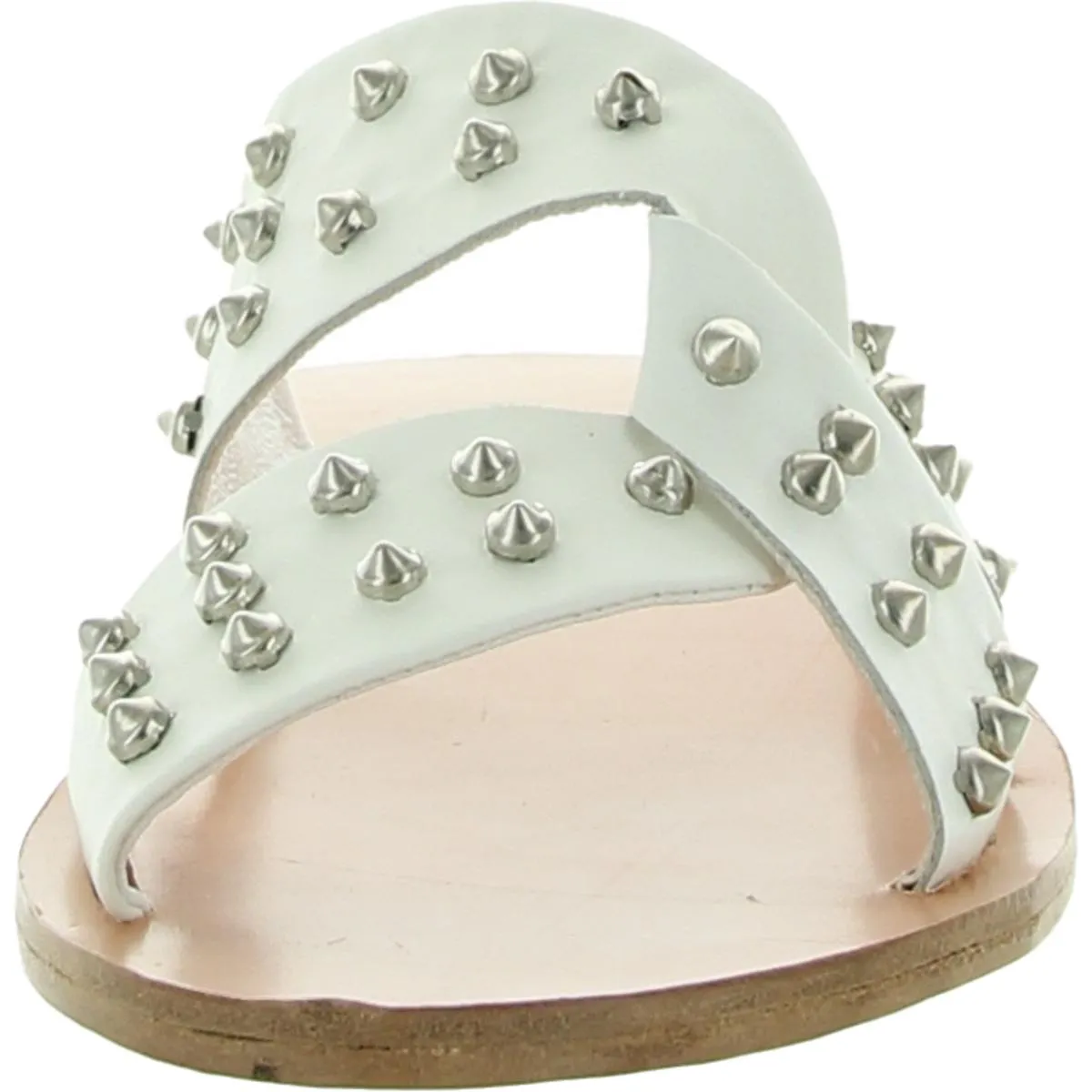 Narla Womens Leather Embellished Slide Sandals