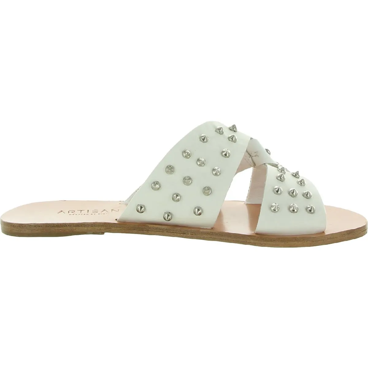 Narla Womens Leather Embellished Slide Sandals