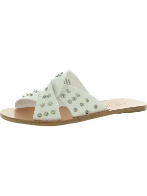 Narla Womens Leather Embellished Slide Sandals