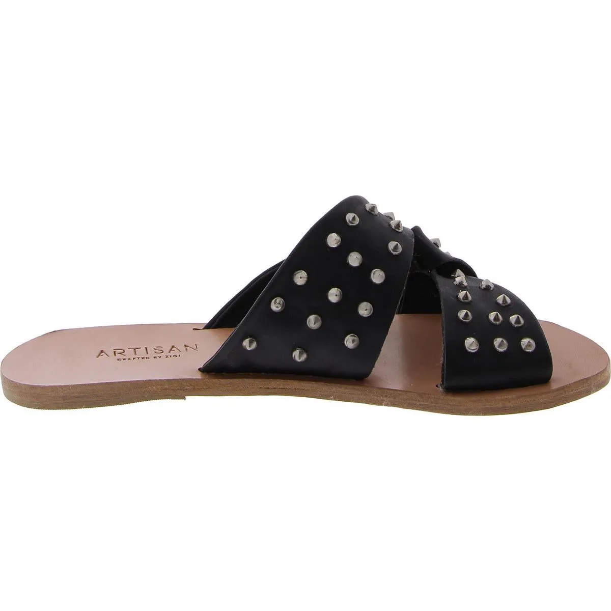 Narla Womens Leather Embellished Slide Sandals