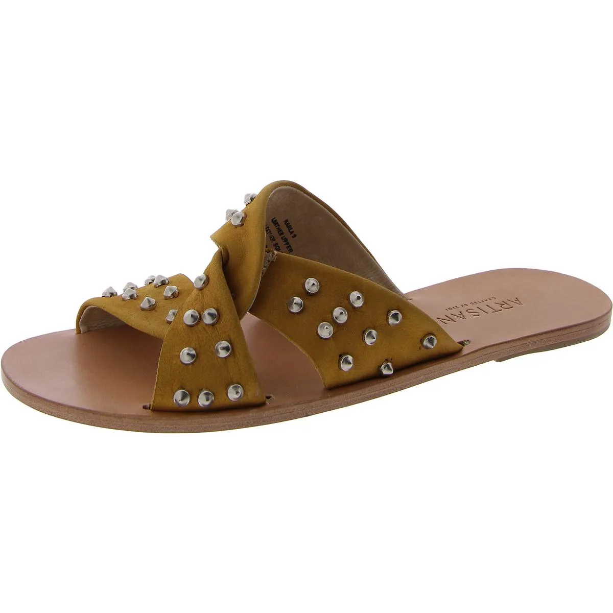 Narla Womens Leather Embellished Slide Sandals