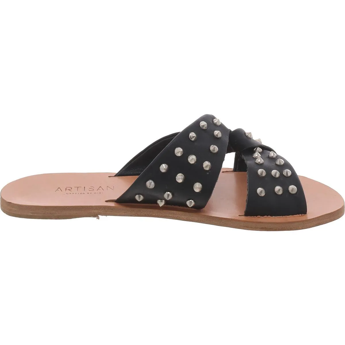 Narla Womens Leather Embellished Slide Sandals