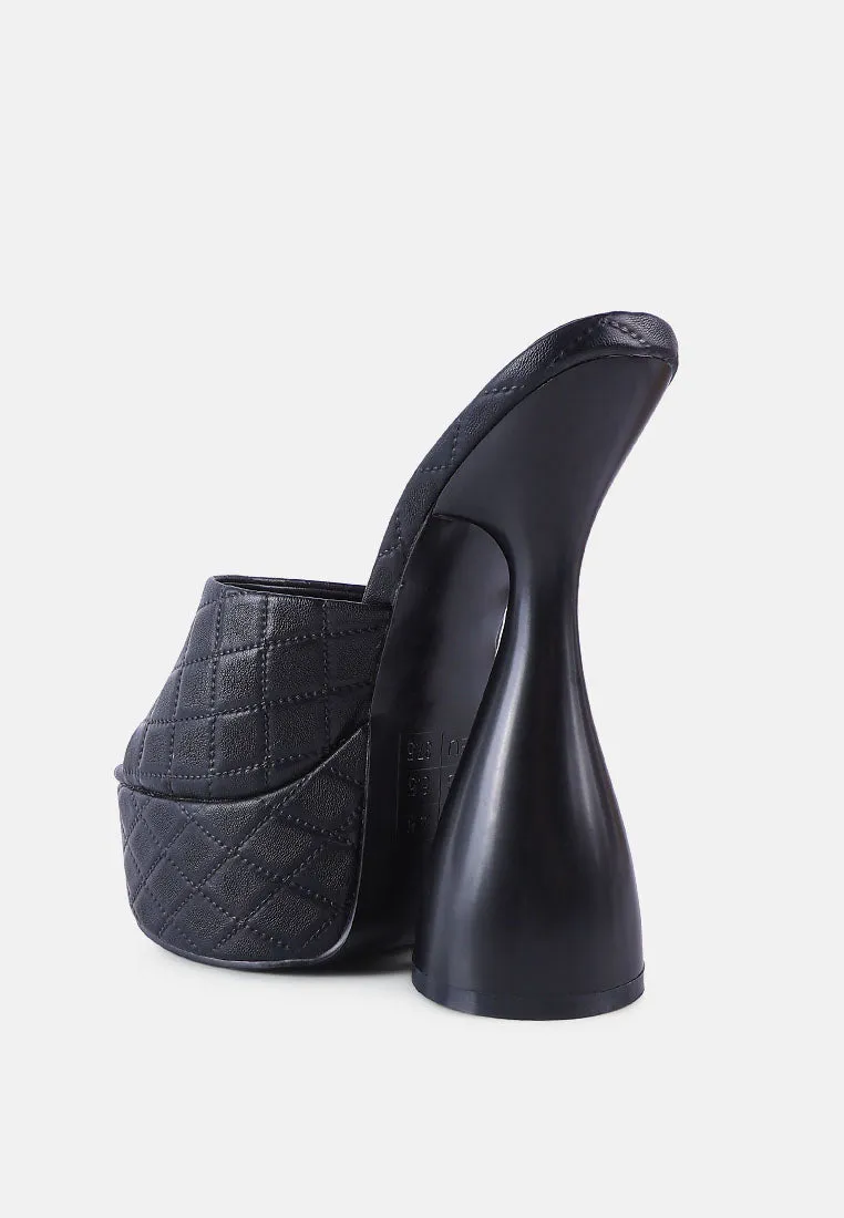 oomph quilted hourglass heel platform sandals