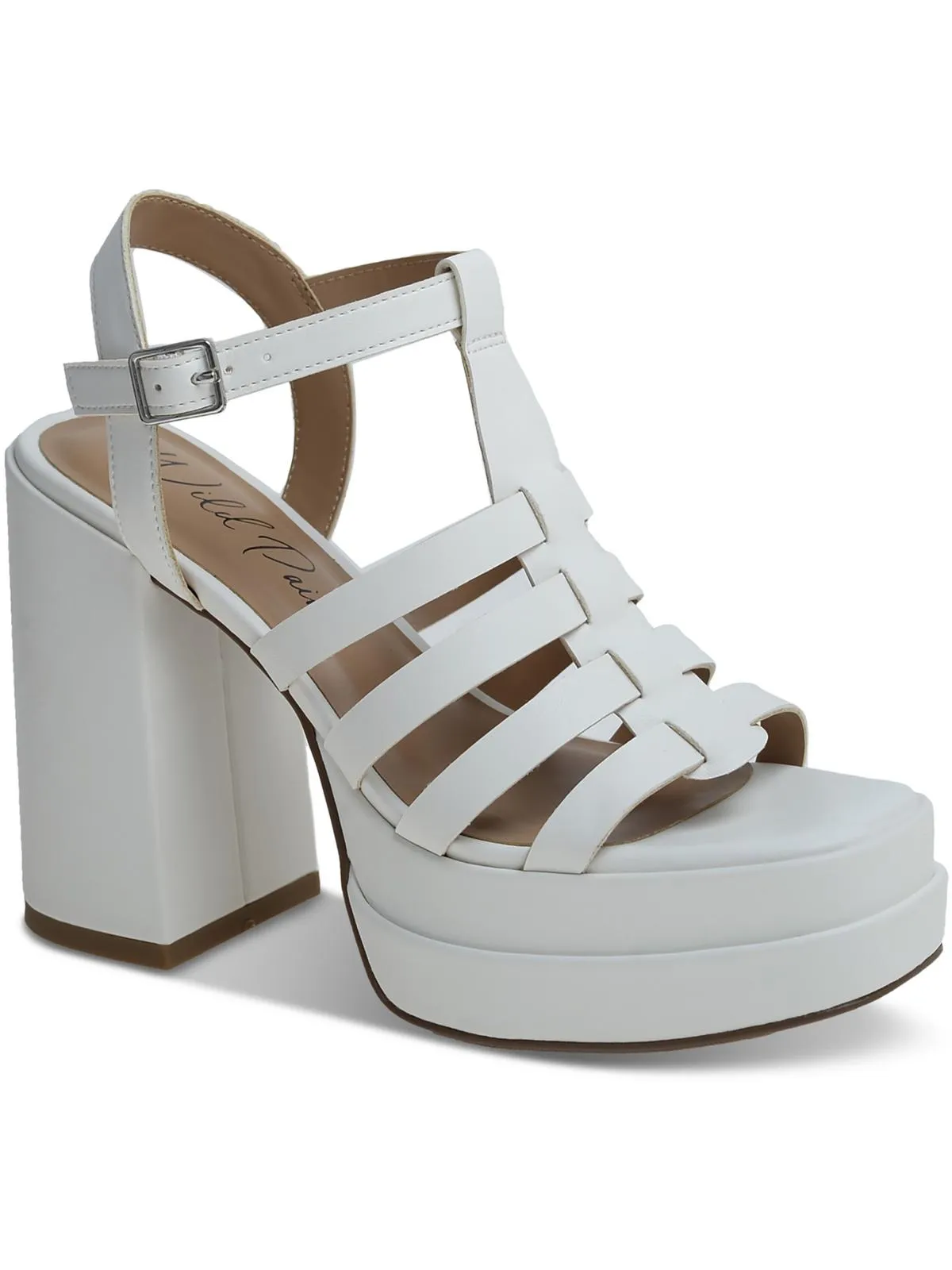 Orlah Womens Faux Leather Platform Sandals Block Heels
