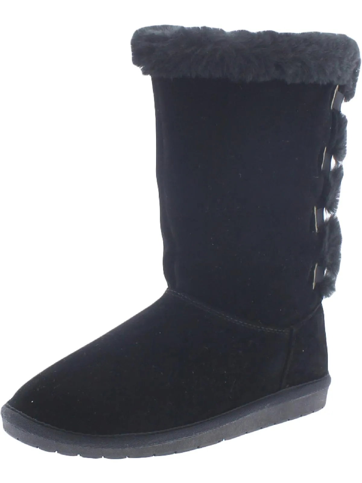 Panthea Womens Microsuede Faux Fur Shearling Boots