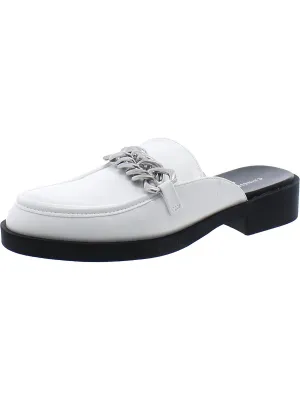 Paris Womens Faux Leather Chain Clogs