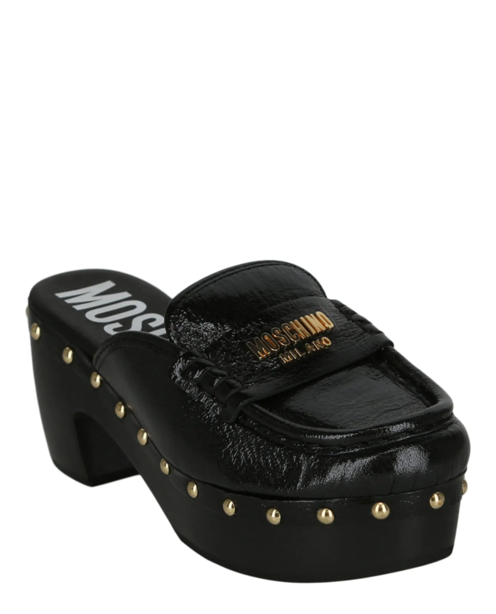 Patent Leather Logo Clogs