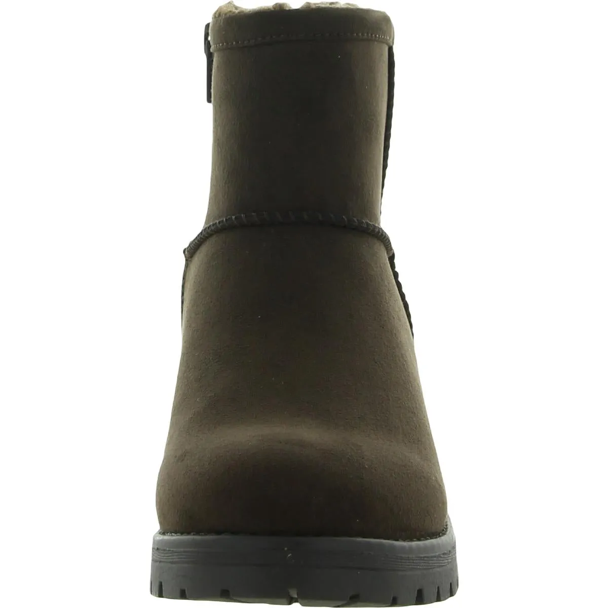 Pay Up Womens Faux Suede Lugged Sole Ankle Boots