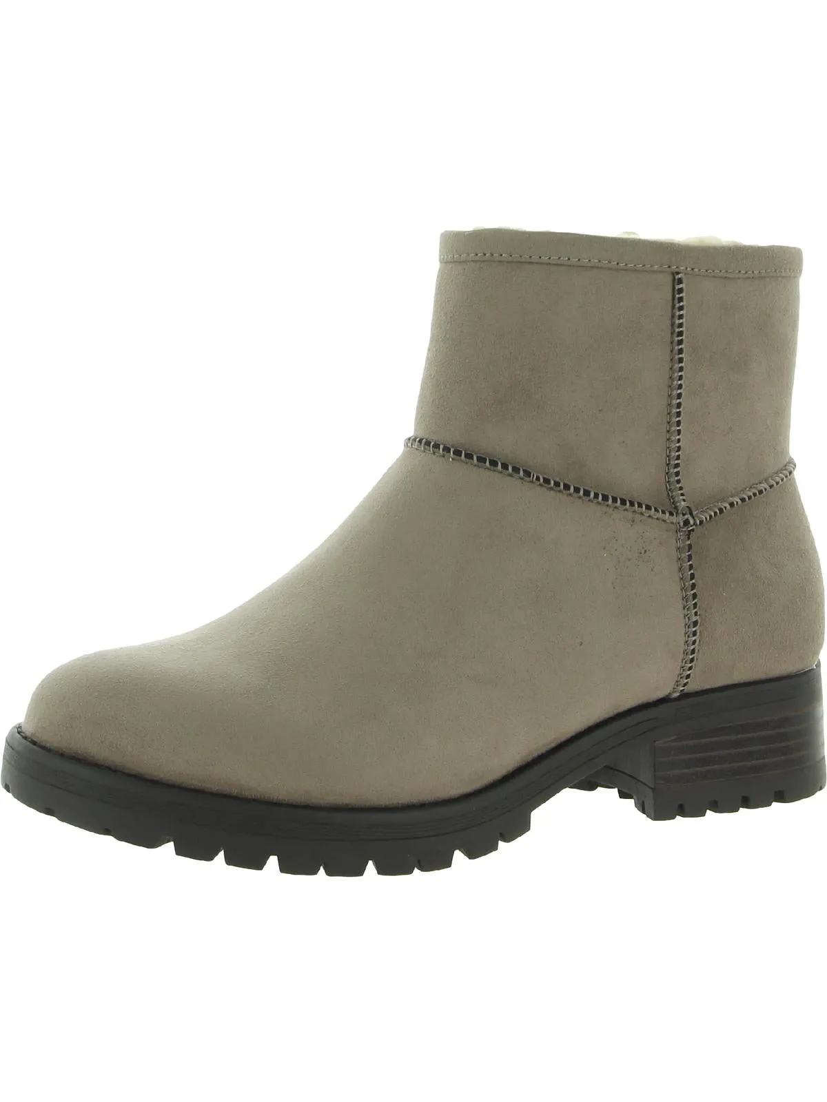 Pay Up Womens Faux Suede Lugged Sole Ankle Boots