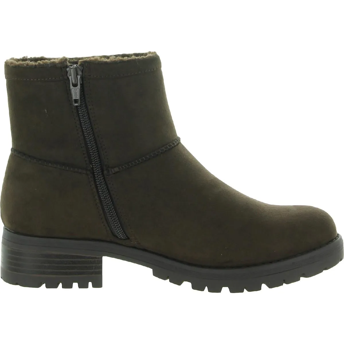 Pay Up Womens Faux Suede Lugged Sole Ankle Boots