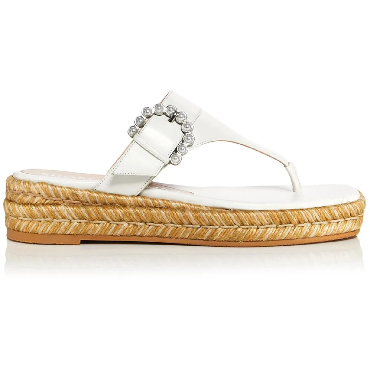 Pearl Womens Wedge Embellished Thong Sandals