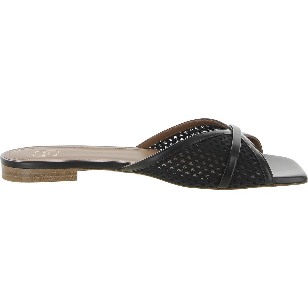 Perla Womens Leather Peep-Toe Slide Sandals