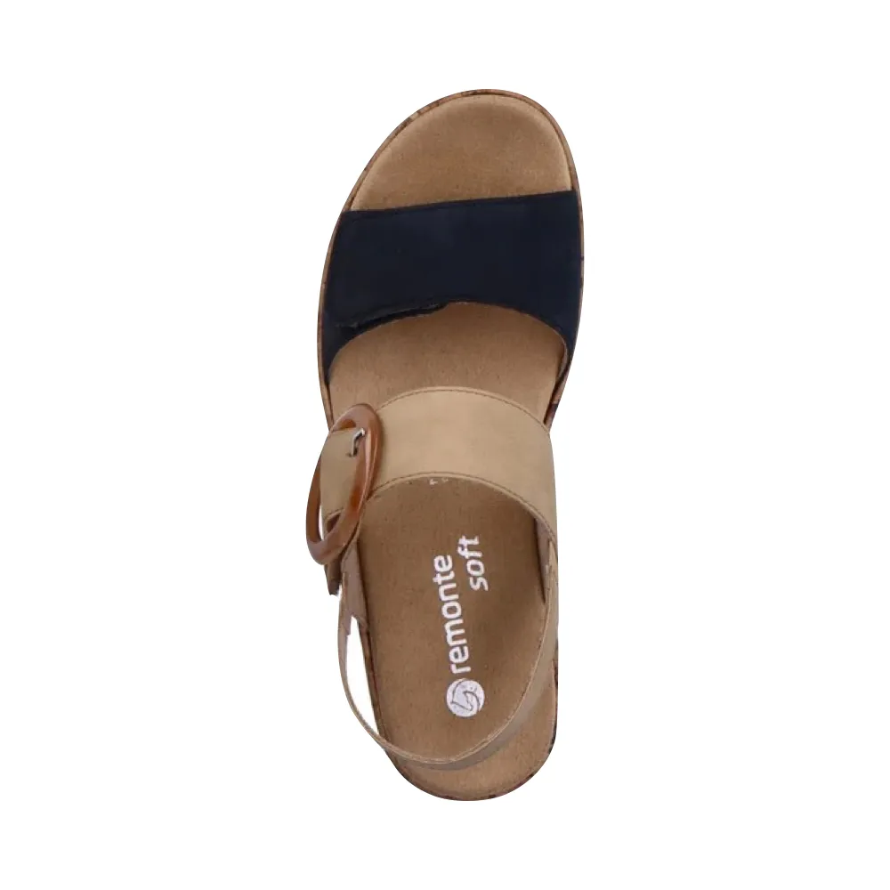 Remonte Women's Jocelyn 53 Sandal in Blue/Sand