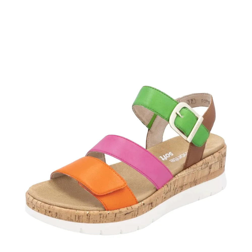 Remote Women's Gizela 50 Wedge Sandal in Aperol/Fuchsia/Absynth/Muskat