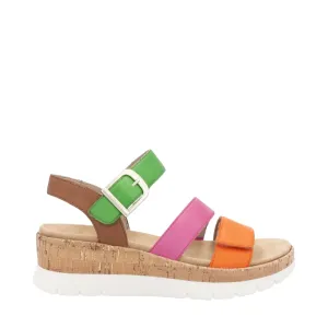 Remote Women's Gizela 50 Wedge Sandal in Aperol/Fuchsia/Absynth/Muskat