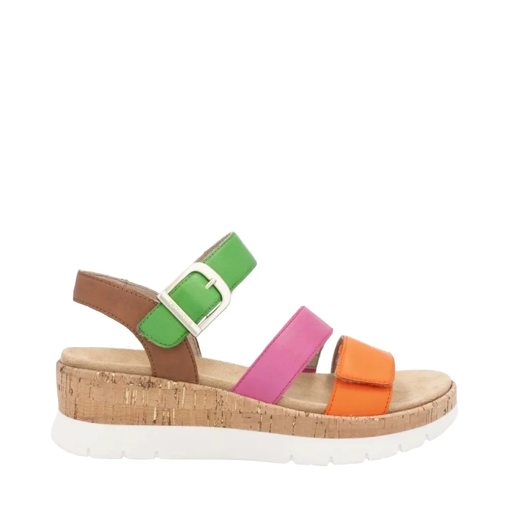 Remote Women's Gizela 50 Wedge Sandal in Aperol/Fuchsia/Absynth/Muskat