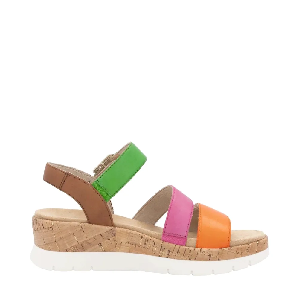 Remote Women's Gizela 50 Wedge Sandal in Aperol/Fuchsia/Absynth/Muskat