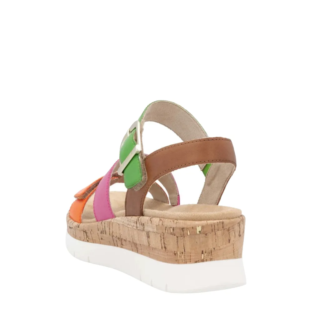 Remote Women's Gizela 50 Wedge Sandal in Aperol/Fuchsia/Absynth/Muskat