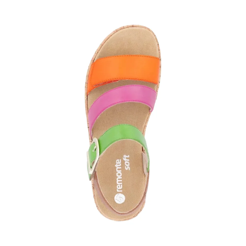 Remote Women's Gizela 50 Wedge Sandal in Aperol/Fuchsia/Absynth/Muskat