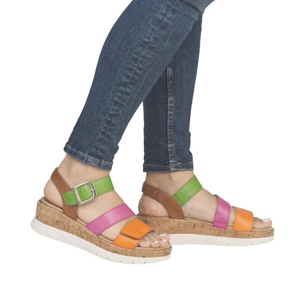 Remote Women's Gizela 50 Wedge Sandal in Aperol/Fuchsia/Absynth/Muskat