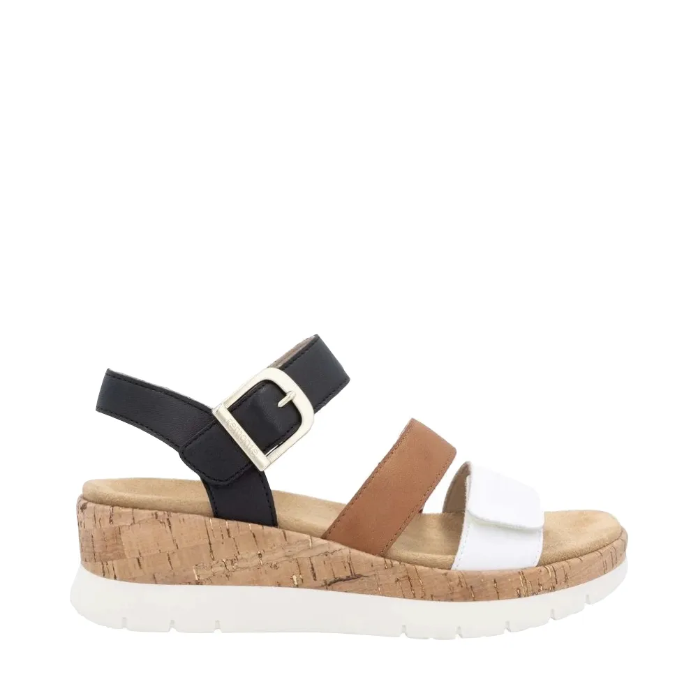 Remote Women's Gizela 50 Wedge Sandal in White/Tan/Black